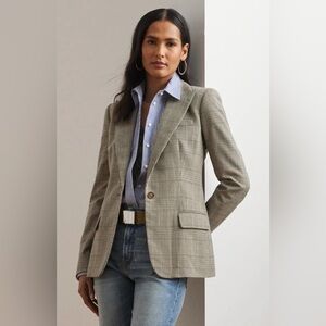 🔥🔥🔥 Lauren Glen Plaid Cotton-Blend Twill Blazer size 12